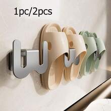 1/2pcs No-Drill Wall-Mounted Slipper Rack Bathroom Toilet Wall Drainage Slipper Storage Hook Rack Practical Shoe Rack - Multicolor - View 8