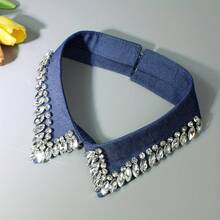 de cuello desmontable vintage, apto para todas las estaciones.Lujoso cuello desmontable de cuentas con brillantes cuentas cosidas a mano.Elegancia vintage, temperamento y calidad exquisita - Negro - Ver 5
