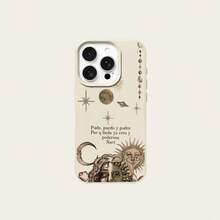 1pc TPU Material Vintage Distressed Sun Moon Star Slogan Pattern Phone Case Compatible With IPhone 17 Pro Max/17/16 Pro Max/15/13/12/11/ S20 FE/A15/S24/A55/ Note 11/Note 12/Note 13 Pro Full Coverage Shockproof Soft Shell Protective Cover - White - View 6