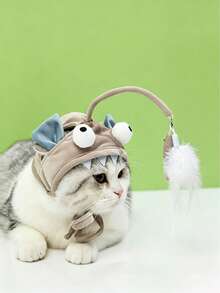 Fun Interactive Cat Hat, Keeps Your Kitten Happy All Day. Adjustable Size Hat Top Design, Made Of Ultra-Soft Comfortable Material, Suitable For Small Pets. - Multicolor - View 4