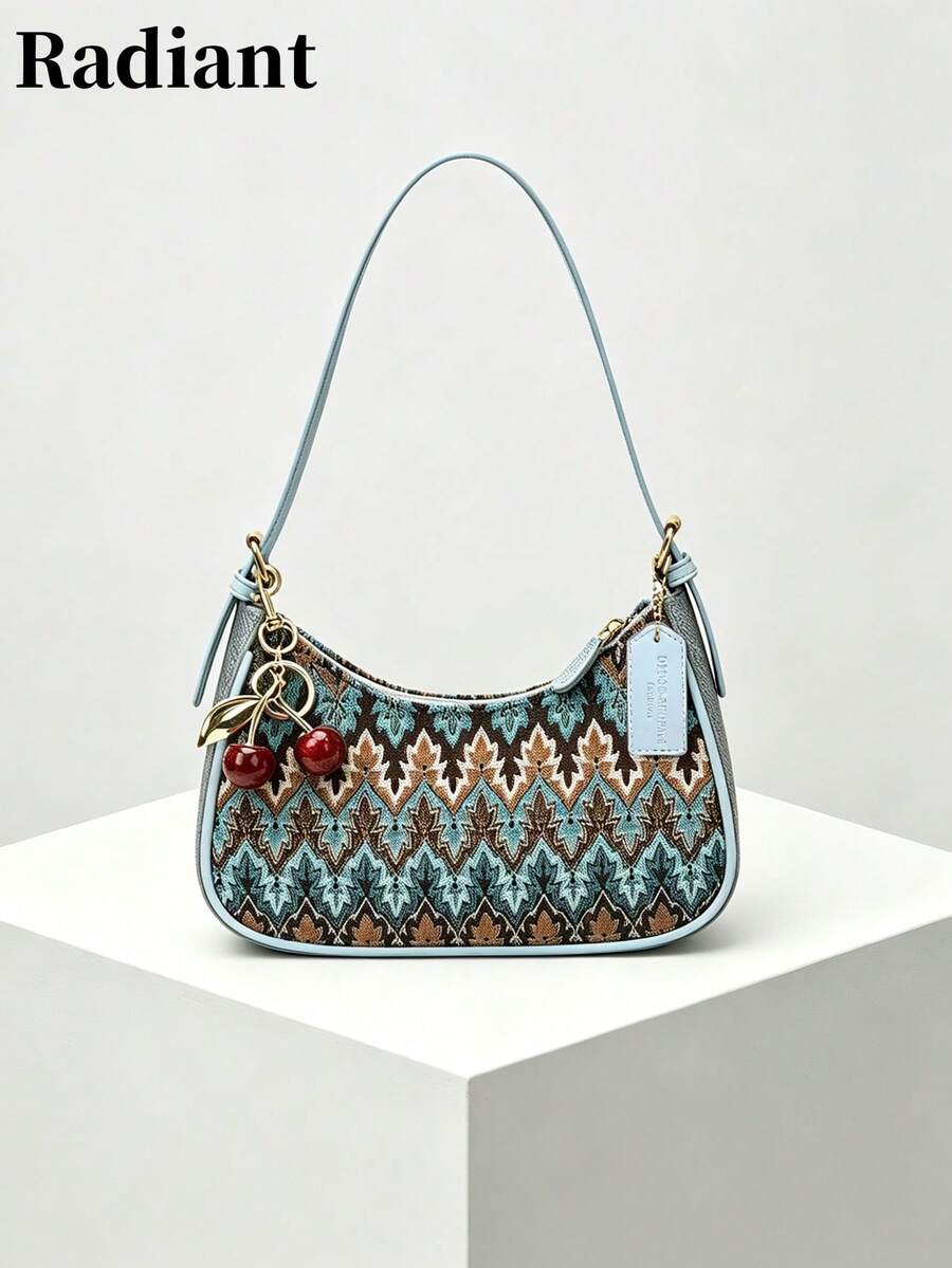 2026 Neue Mode Klassische vielseitige Buchstaben-Charm Dekoration Bohemian Stil Halbmond Schultertasche Achseltasche, geeignet für Einkaufen, kann auch als Umhängetasche getragen werden (inklusive Anhänger)