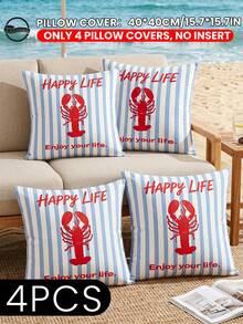 1/2/4件裝龍蝦圖案抱枕套、靠墊套、床上用品、柔軟裝飾枕套、單面印花設計、僅枕套不含內芯、拉鍊開合、適用於沙發、臥室、客廳家居裝飾、海邊風格、家用紡織品、房間裝飾、OEKO-TEX認證 - 彩色 - 查看 24