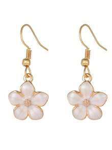 1 par de pendientes de flores color blanco roto - blanquecino - Ver 14
