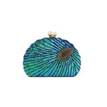 Bolso de Mano Tipo Clutch para Mujer en Forma de Concha, Bolsos de Lentejuelas, Diseño de Lujo Retro con Bordado, Bolso de Noche para Fiesta - Rojo - Ver 7