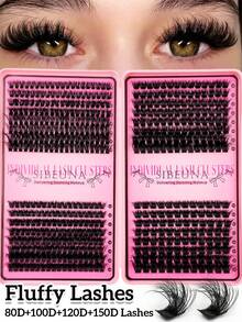 Sibeuna 512pcs D Curl Eyelash Book, Bulu Mata Ekstensi Tebal Lembut Alami 3D Mengembang 80D+100D+120D+150D, Cocok Untuk Pemula, Perlengkapan Perjalanan Penting - D - View 7