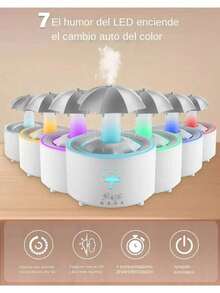 Humidificador de Aromaterapia con Diseño de Paraguas y Gotas de Agua giratorias, Difusor de Aceites Esenciales con Luces LED, Humidificador De Paraguas, Máquina De Aromaterapia - Ver 5