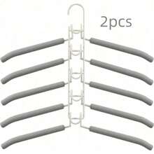 5 piezas Perchas metálicas gruesas ahorradoras de espacio, diseño multicapa 5 en 1 con almohadillas de espuma antideslizante, adecuadas para abrigos, suéteres, trajes y camisetas - Multicolor - Ver 15
