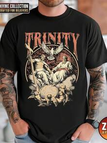Camiseta cristiana, camiseta católica, camiseta católica tradicional, camiseta para hombres católicos, regalo para él, camiseta tradicional negra de cuello redondo para hombres, ideal para viajes, aventuras y uso diario. - Negro - Ver 1