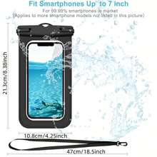 1 buah Kantong Ponsel Tahan Air IPX8 dengan Tali Pergelangan Tangan dan Fungsi Pencahayaan, Tas Kering Layar Sentuh PVC 3D, Tali Serut yang Dapat Diatur, Casing Ponsel Tahan Air Universal, Cocok untuk Ponsel hingga 7,0 Inci, Kompatibel dengan iPhone 17/16/15/14/13/12/11 Pro Max Plus XS dan Galaxy S24/S23/S22, Cocok untuk Berenang, Menyelam, Kayak, Arung Jeram, Pantai, Kolam Renang, Perjalanan Kapal Pesiar, Petualangan Luar Ruangan, Pelindung Ponsel Olahraga Air Portabel, Hadiah Ideal untuk Pelajar dan Penjelajah - MultiWarna - View 5