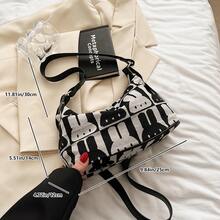 Casual Cute Rabbit Canvas Bag Women's New Fashion Versatile Niche Dumpling Bag Shoulder Crossbody Bag - Black and White - View 6