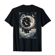 Mystical Moon Dreams Design On T-Shirt - 黑色 - 查看 1