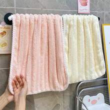 1pc Candy Striped Coral Fleece Towel, Quick-Drying Bath Towel, Thickened Absorbent Non-Shedding Towel - Multicolor - View 2