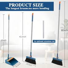 4-In-1 Rotatable & Foldable Broom With Dustpan Combo Set, Non-Stick Hair Cleaning For Hard Floors, 3-In-1 Long Handle Sweeping For Living Room, Bedroom, Bathroom, Outdoor Use - Durable,Easy Storage,Tangle,Efficient Cleaning,2-In-1 Flexible Design - 查看 3