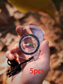 FUOYLOO 1pc Portable Mini Hiking Compass Set, Made Of High Transparency Material, Multi-Functional Survival Keychain Compass, Suitable For Outdoor Camping, Hiking And Navigation Scenarios - Black - View 16