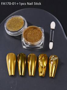 1/4 Box Holographic Powder Nail Glitter Mirror Effect Gold Silver Laser Moonlight White Aurora & Metallic Pigment Rubbing On Dust DIY Y2K Charm Salon Manicure Designs Nail Art Decorations Nail Supplies - Multicolor - View 11