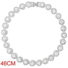 Unisex Luxury Shiny Round Cuban Link Necklace, Sparkling Gold & Silver Full Rhinestone Tennis Chain Hip Hop Jewelry - Round - View 9