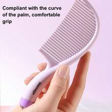 1pc Handle Ball Massage Wide Tooth Comb, Curved Ergonomic Anti-Tangle Plastic Comb For Curly And Thick Hair - Multicolor - View 3