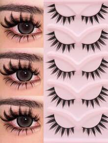 5 Pairs Of Extra-Large Devilish Manga False Eyelashes, A Cute Beginner's Eyelash Set, Super Photogenic False Eyelashes For Manga/Cosplay Eyes, Striped Eyelashes, Eyelashes, False Eyelashes - View 7