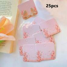 25/50/100-Piece Flower-Patterned Earring Display Cards, Classic White Earring Display Stands, Retail Packaging - Multicolor - View 8