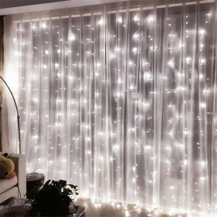 1pc USB-Powered Room Background Decorative String Lights, 8 Lighting Modes, Curtain Lights, Indoor Decoration, Holiday Atmosphere Decor