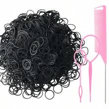1000入髮圈橡皮筋，柔軟小號髮圈適用於女孩與女性，附2件扭髮工具、1把鼠尾梳，DIY髮型造型配件 - 彩色 - 查看 13