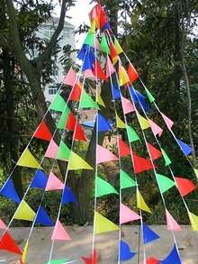 100/200pcs/Set Colorful Triangle Bunting Flags Decoration For Birthday Party, Outdoor Events, Anniversary Celebration - Multicolor - View 2