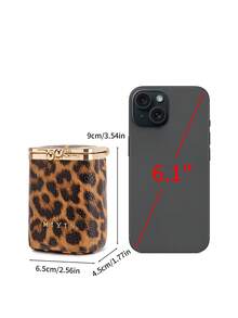 MIYIN Estuche de labial vintage con patrón de leopardo y cierre de beso con espejo interior, bolsa de cosméticos compacta portátil mini, estuche de almacenamiento de maquillaje pequeño para regalo diario de damas - Multicolor - Ver 12
