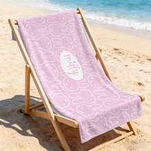 Toalla de playa con estampado completo de dibujo de línea de Miffy sobre fondo rosa claro, toalla de ducha suave y ligera para viajes & baño del hogar - A - Ver 6