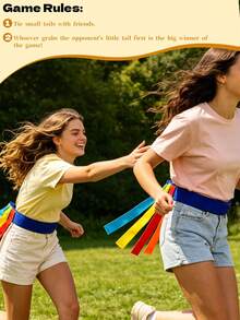 Tail Catching Game Belt, Adjustable Elastic Colorful Ribbon Belt, Tail Catching Game Prop, Suitable For Home Backyard Party, Camping, Outdoor Group Team Building Activity Supplies - Multicolor - View 9