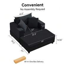 Chaise Longue With Footrest And Storage Space, Lounge Sofa With 3 Cushions For Living Room And Bedroom - 黑色 - 查看 2