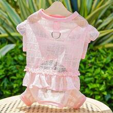 1pc Pet Lace Mesh Dress Pants, Lightweight Breathable Dog/Cat Clothes For Spring/Summer - Pink - View 10