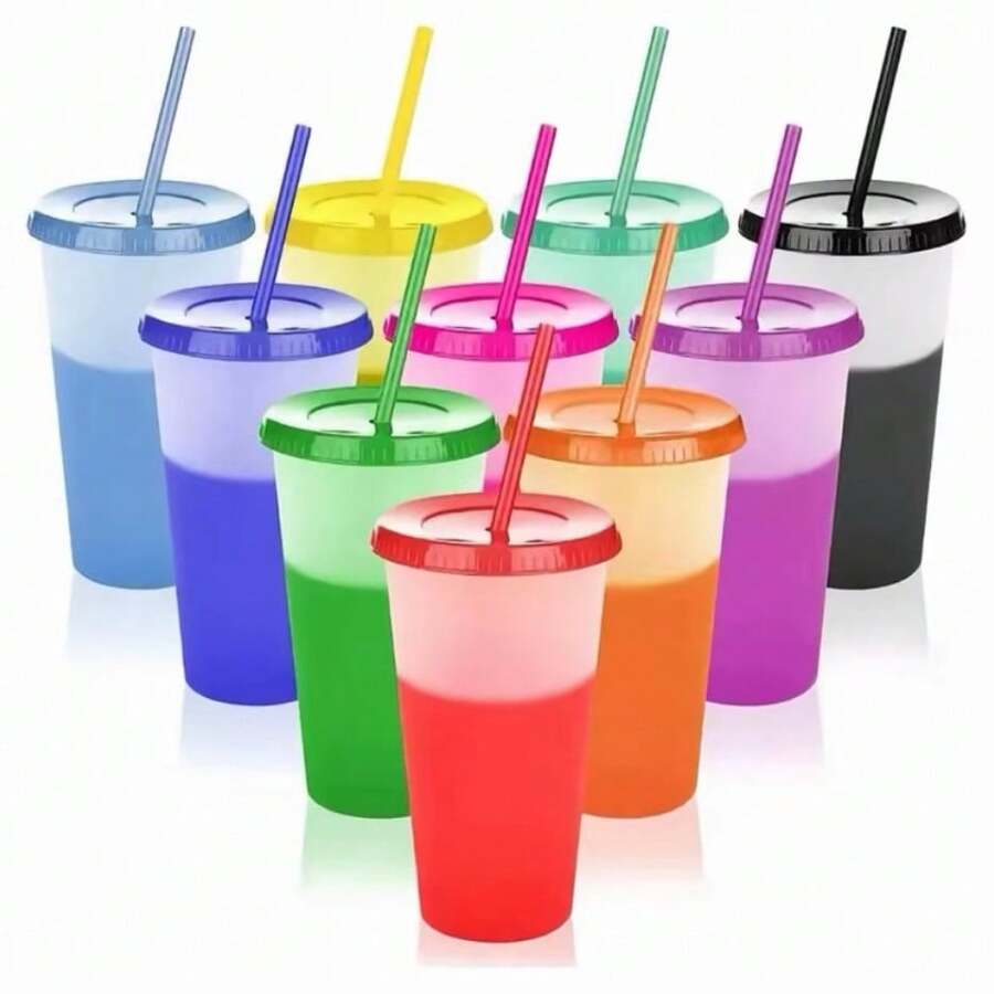Vaso Mágico Novedoso Reutilizable que Cambia de Color con Bebidas Frías - Color Sorpresa - Multicolor - Ver 1