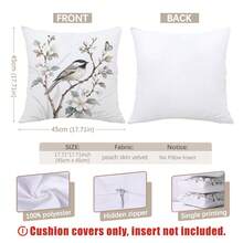 MEMNUN 2pcs Housses de coussin imprimées de fleurs de pêcher et d'oiseaux à l'encre fraîche [Insert de coussin non inclus], 40*40cm/45*45cm/50*50cm, [Impression unilatérale] Housses de coussin à fleurs de poirier et papillon à l'aquarelle Décoration de chambre, Décoration de maison, Décoration de chambre à coucher, Accessoires de décoration de chambre pour canapé, lit, salon, chambre à coucher, voiture, bureau, décoration d'hôtel Housses de coussin de jet toutes saisons convenant parfaitement Cadeau parfait pour la famille et les amis - Multicolore - Voir 2