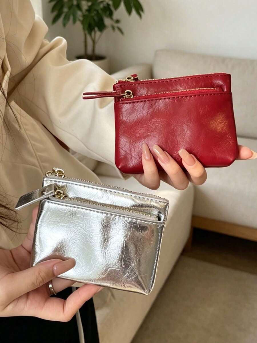 Stylish Women Coin Purse, Multi-Functional Portable Card Holder, Coin Wallet, Mini Wallet,PU Zippered Storage Bag,Slim Portable Credit Card Holder, Pocket Small Wallet, Suitable For Travel, Camping, School, Ideal Gift - Multicolor - View 1