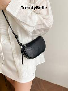 Mini Lychee Texture Crossbody Bag For Women, New Stylish Compact Daily Versatile Shoulder Bag - Black - View 2