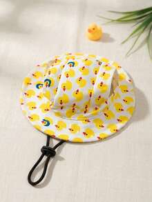 1pc Cute Pet Sun Hat, Yellow Duck Mini Cowboy Bucket Hat For Small Dogs Cats, Lightweight Breathable, Outdoor Summer Protection, Adjustable Strap, Multi-Color Options, Pet Supplies Dog Supplies - Multicolor - View 12