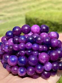 1 fio de contas redondas soltas de pedra natural de sugilite 6/8/10mm para fazer joias DIY, pulseiras e acessórios para brincos - Multicolorido - Ver 7