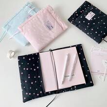 1pc Star Print Padded Book Sleeve, Soft Fabric Book Cover Protector With Pen Slot & Bookmark Strap, Portable Paperback Notebook Jacket For Textbook, Journal, E-Reader, Cute Book Lover Gift For Students Girls, Back To School - Notebook Protective Cover - View 9