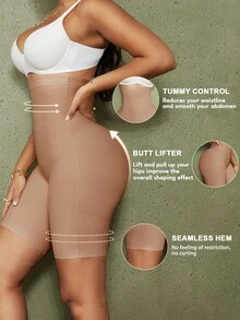 1pc Women's High Waist Seamless Shaping Panties With Abdominal Control, Firming Compression, Butt Lift And Tummy Control Seamless Shaping Underwear, Confidence Boost - Brown - View 7