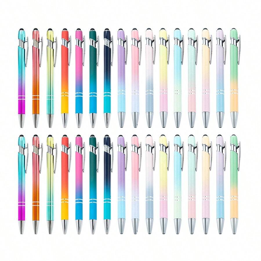 1/5/10pcs 2-In-1 Retractable Ballpoint Pens With Stylus Tips, Metal Stylus, 1.0mm Black Ink, Suitable For Office And School Supplies, Back To School - Multicolor - View 1