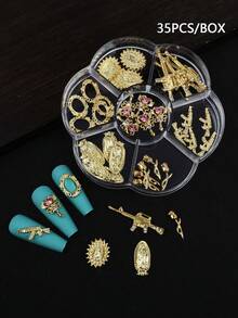7-Piece Set, 35 Pieces. New 3D Design, Fairy Wand, Photo Frame, Gun-Shaped Nail Art Y2K Accessories. 3D, Simple, Versatile Nail Art Decorations. DIY Nail Art Decorations. Nail Ornaments And Nail Art Supply. Nail Charms - Multicolor - View 2