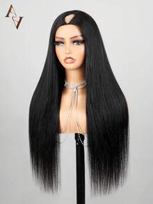 ARABELLA V型直髮假髮 100%人髮 無膠假髮 無縫接合 無需黏著 150%密度 22-28英吋 自然黑假髮 極少掉髮 頭皮保護 巴西髮 女士日常配戴 - SNatural - 查看 7