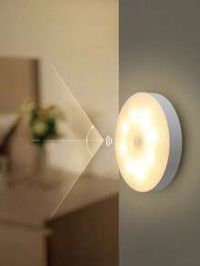 1pc Smart Motion Sensor Light, USB Rechargeable Night Light, Stair Light, Creative LED Bedside Lamp, Bedroom Home Light, Student Dorm Bookshelf Light, Closet Light - White - View 4