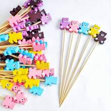 Creative Colorful Bear-Shaped Fruit Picks & Cocktail Picks, Bamboo Food Picks, Suitable For Parties - Multicolor - View 3