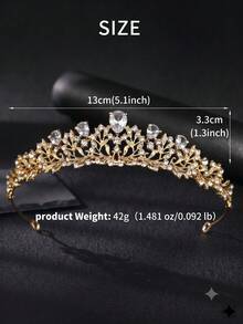 1 chiếc băng đô vương miện đính đá lá vàng phong cách Mori thanh lịch, phụ kiện tóc cô dâu đám cưới tiệc dạ hội phong cách tiên nữ - Vàng - Xem 11