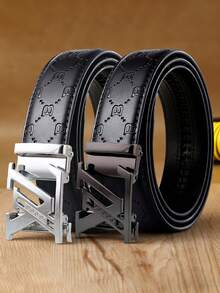 Diamond Pattern B Letter Embossed Men's Automatic Ratchet Belt, Metal Automatic Buckle Belt, Adjustable Business Formal Belt, Suitable For Suits, High-End Luxury Fashion Accessory, Premium Men's Birthday And Father's Day Gift - Multicolor - View 9