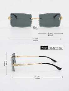 3pcs/Set Women's Rectangular Frameless Metal Fashion Glasses, International Fashion Week Fashion Glasses, Suitable For Daily Life, Outfits, Social Gatherings, Beach Vacation And Outdoor Travel - Multicolor - View 7