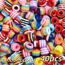 5/40er Packung gestreifte Harz-Rad- und Fassperlen, perfekt für DIY-Schmuckherstellung von Armbändern, Halsketten und Bastelarbeiten, ideal für Boho- und Sommerstile - Zufällige Farbe - Übersicht 10