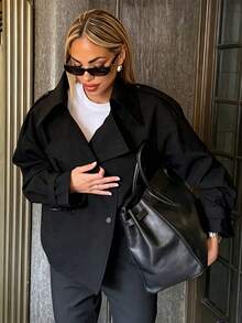 Risissida Women's Autumn/Winter Jacket, Practical Pockets With Drawstring, Suitable For Cold Weather City Commuting - Black - View 10