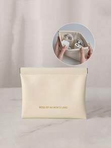 MIYIN 1pc Soft PU Coin Purse Auto-Closing Cable Organizer Bag Data Cable Protective Sleeve Squeeze Top Earphone Charger Storage Pouch Daily Carry Travel Essential - Apricot - View 16